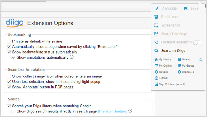 Chrome için Diigo Web Collector Ekran Görüntüsü