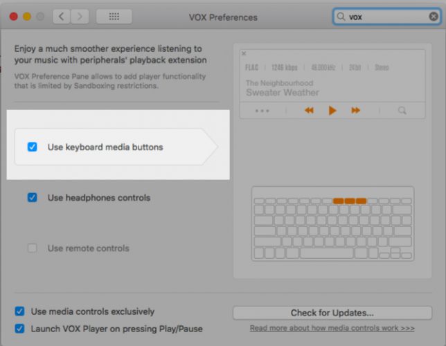 VOX Medya Tuşu Ayarları