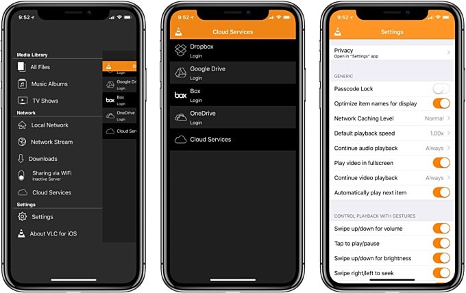 iPhone X üzerinde VLC